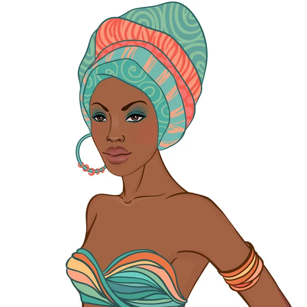 Mujer Africana con pendiente — Vector de stock