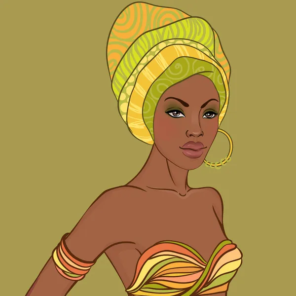 Afrikansk kvinna med örhänge — Stock vektor