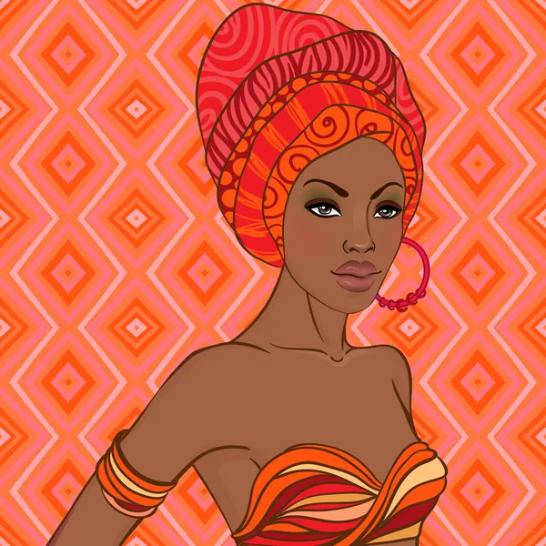 Mujer Africana con pendiente — Vector de stock