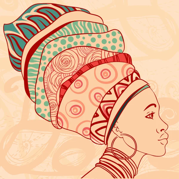 Mulher africana em turbante — Vetor de Stock