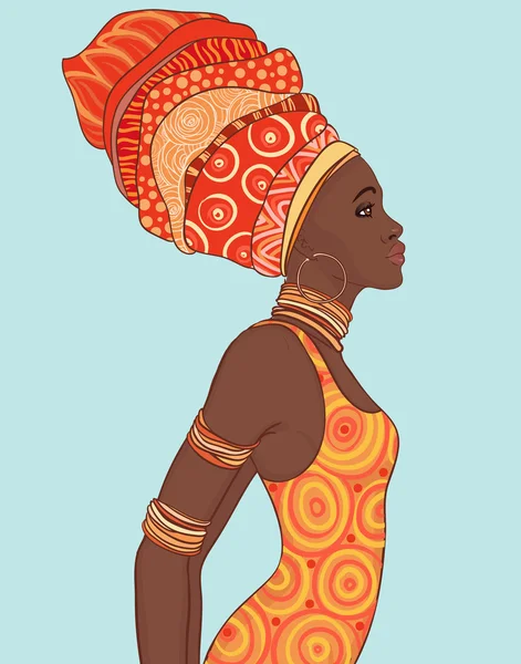 Femme afro-américaine en turban — Image vectorielle