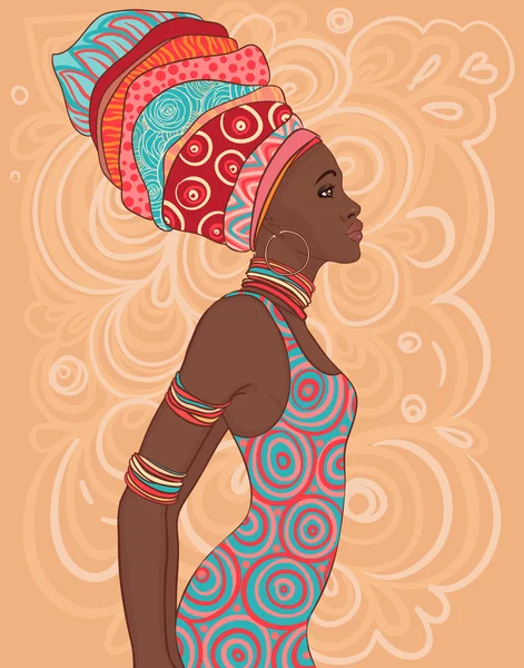Femme afro-américaine en turban — Image vectorielle