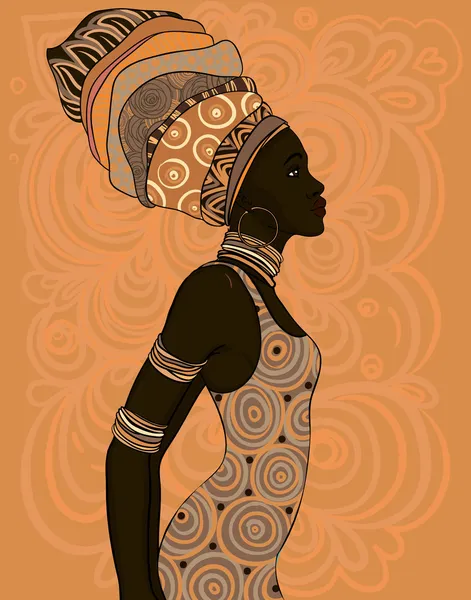 Mujer afroamericana con turbante — Vector de stock