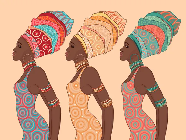 Mujer afroamericana con turbante — Vector de stock