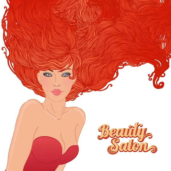 Mujer joven con hermoso pelo rojo — Vector de stock
