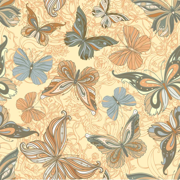 Fondo con mariposas y flores — Archivo Imágenes Vectoriales