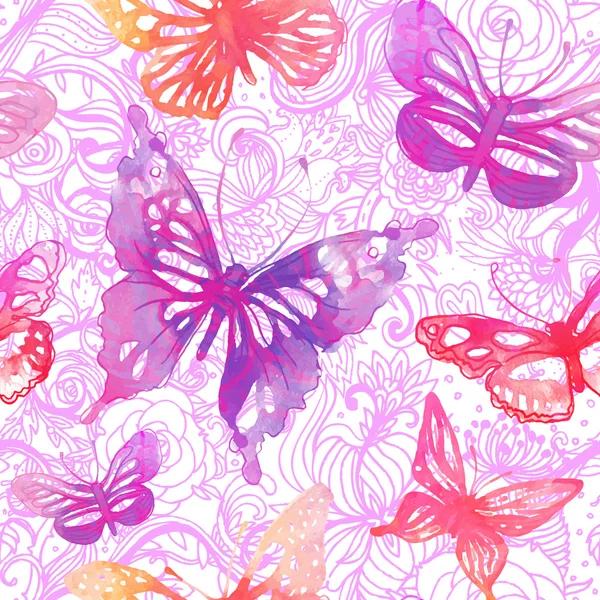 Φόντο με πεταλούδες και λουλούδια — Διανυσματικό Αρχείο