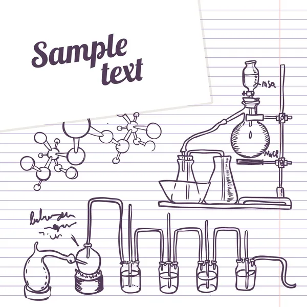 School notebook chemistry laboratory — Stock Vector