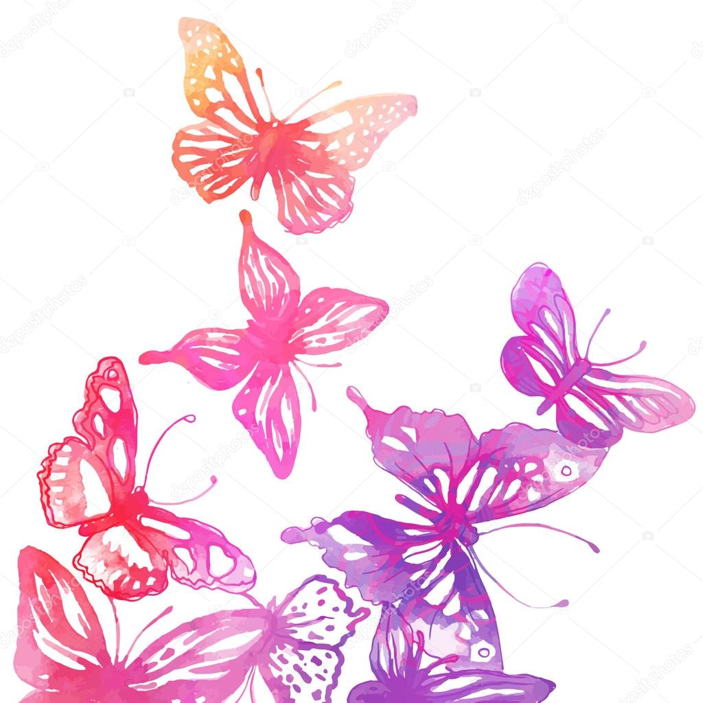 Background with butterflies and flowers