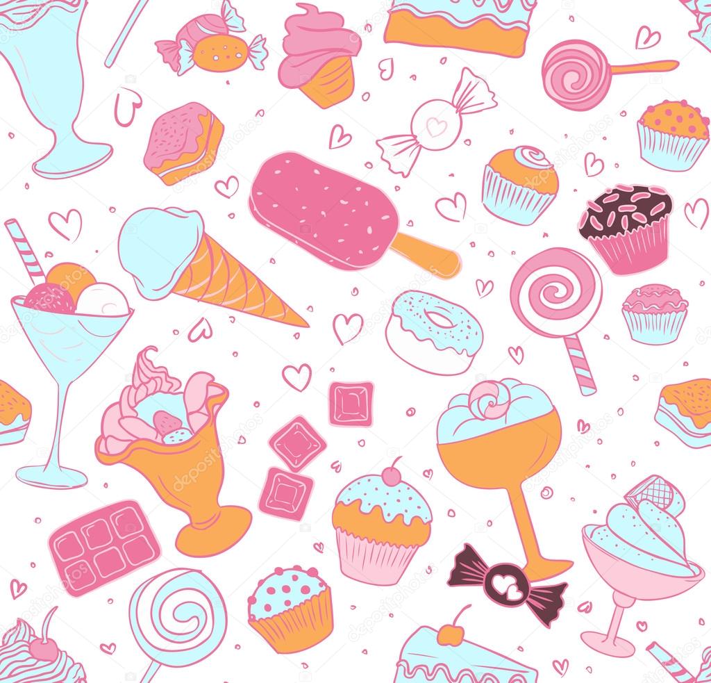 Seamless pattern with candies and sweets