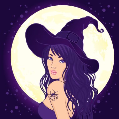 sihirli şapka ile Halloween cadı