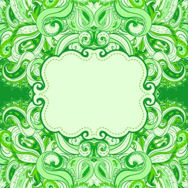 Yeşil çerçeve çiçek desenli.