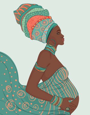 African American Mother pregnant clipart