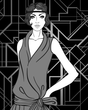 Flapper girl: Retro party invitation design. clipart