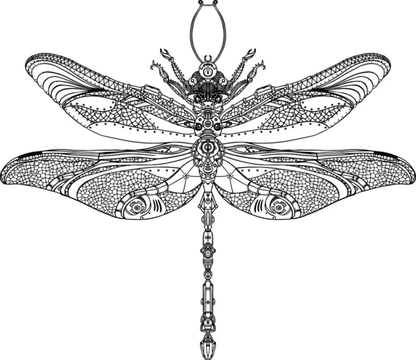 Steampunk dragonfly — Stock Vector