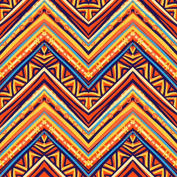 Modèle ethnique en zigzag aux couleurs rétro — Image vectorielle