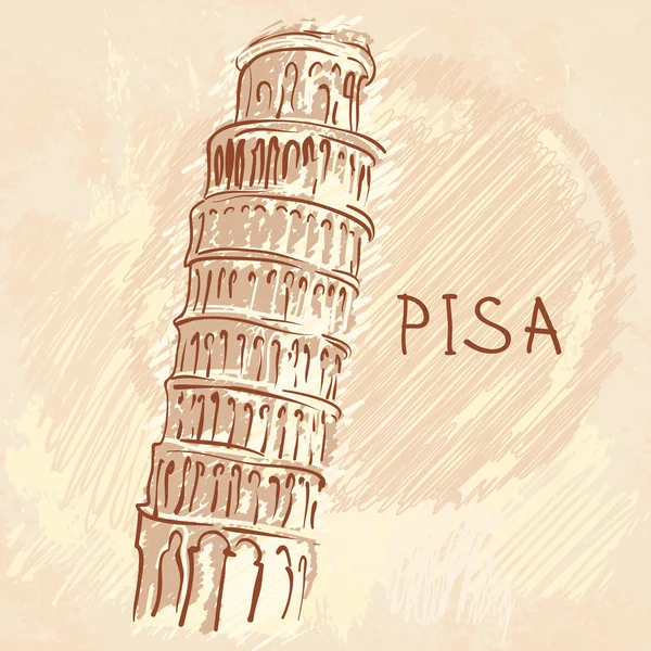 La Torre Inclinada, Pisa, Italia — Vector de stock