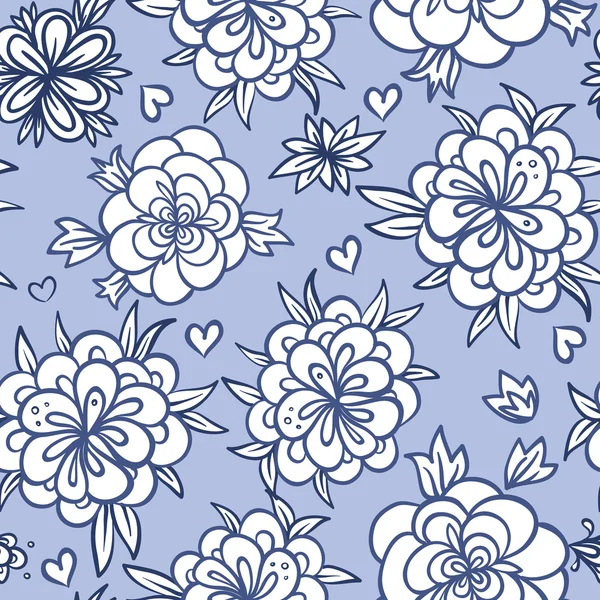 Fundo floral doodle sem costura —  Vetores de Stock