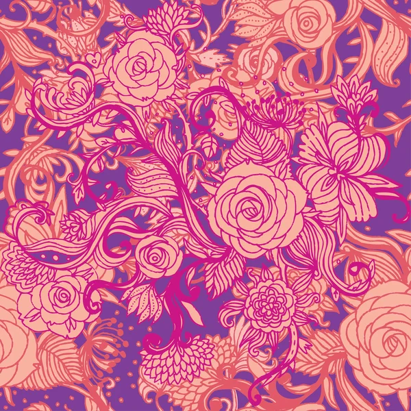 シームレスなビンテージ花のパターン — ストックベクタ