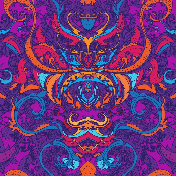 Paisaje floral ornado patrón sin costuras — Vector de stock