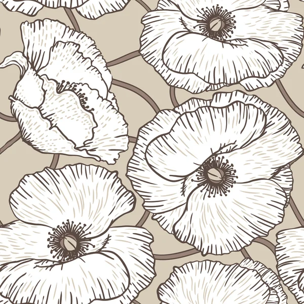 Patroon met poppy bloemen — Stockvector