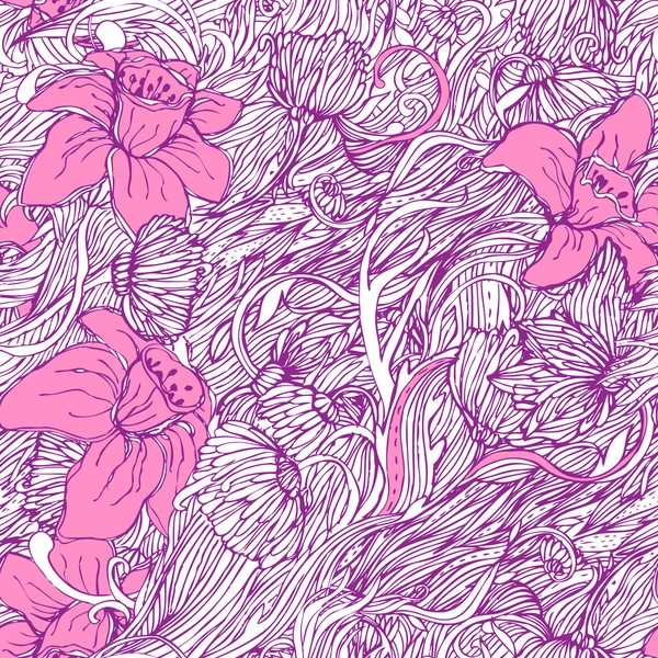 Patrón floral sin costuras — Vector de stock