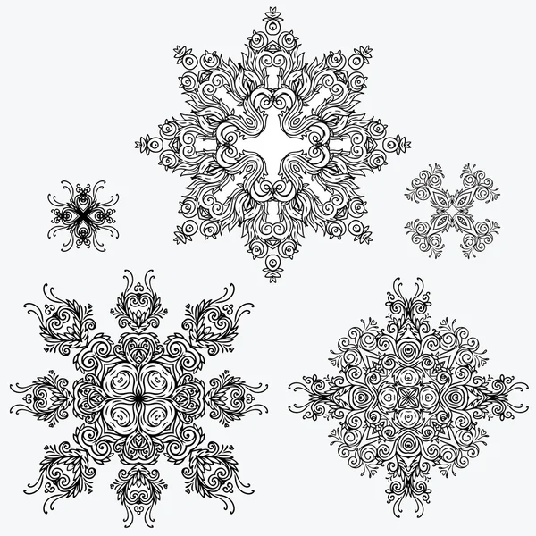 Set of vintage floral pattern design — Stock Vector