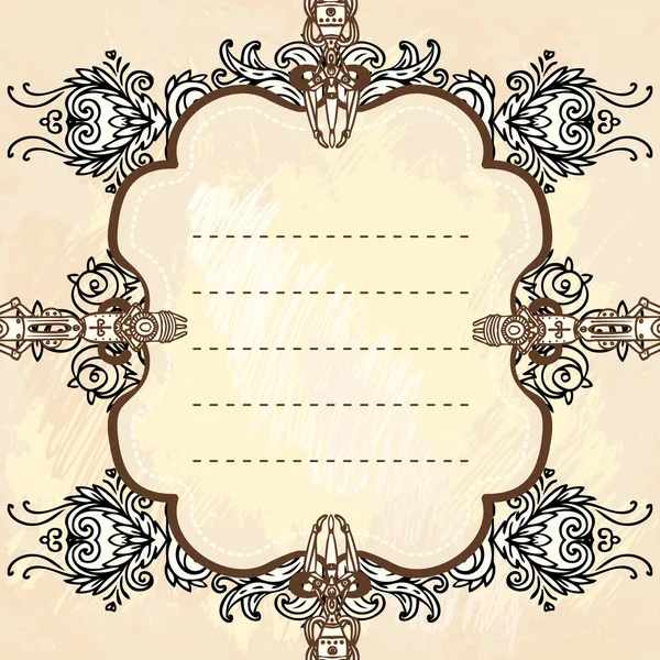 Drawn industrial steampunk style frame — Stock Vector