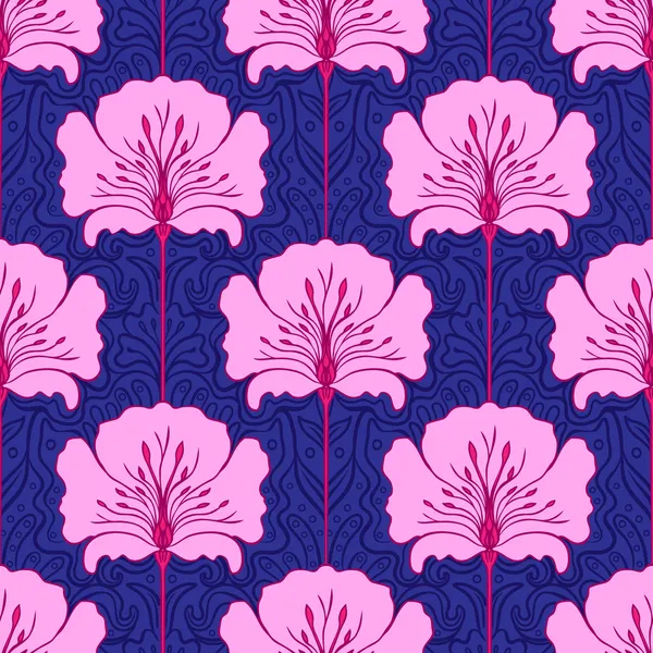 粉红花朵无缝图案 — 图库矢量图片