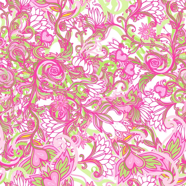 かわいいピンクのシームレスな花柄 — ストックベクタ