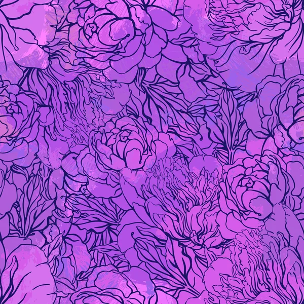 塗られた花とのシームレスなパターン — ストックベクタ