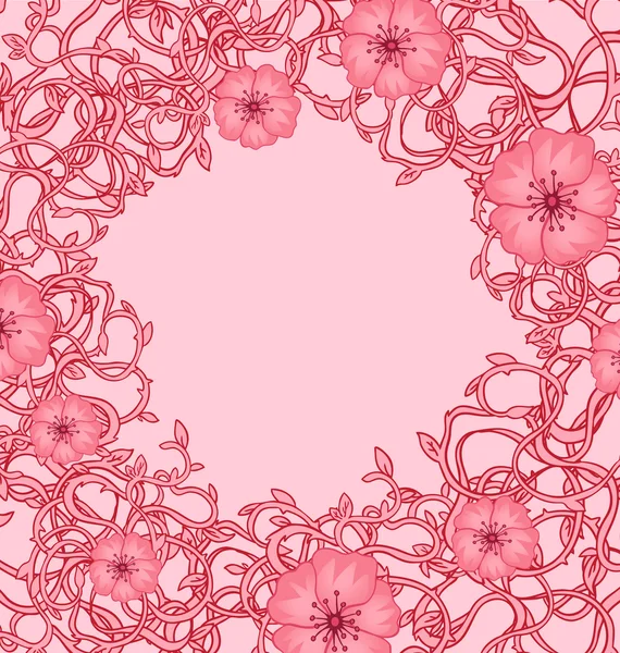 Vector pink floral frame — Stock Vector