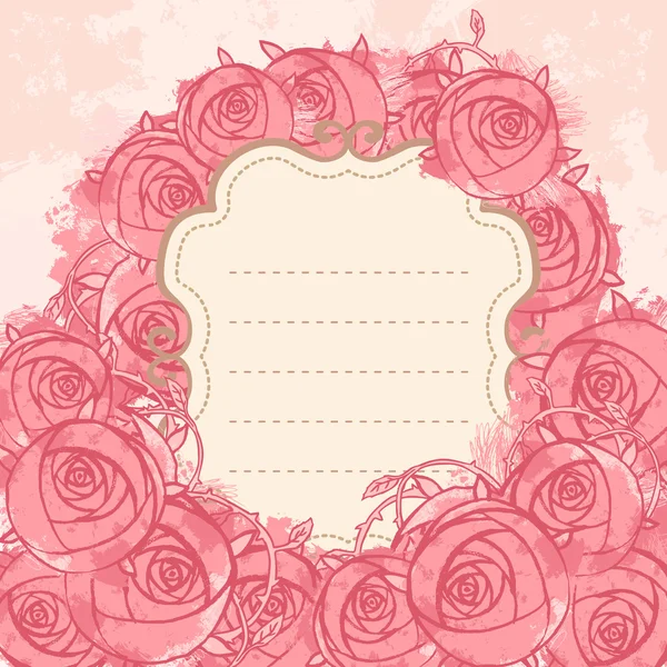 Beautiful roses design on beige background — Stock Vector