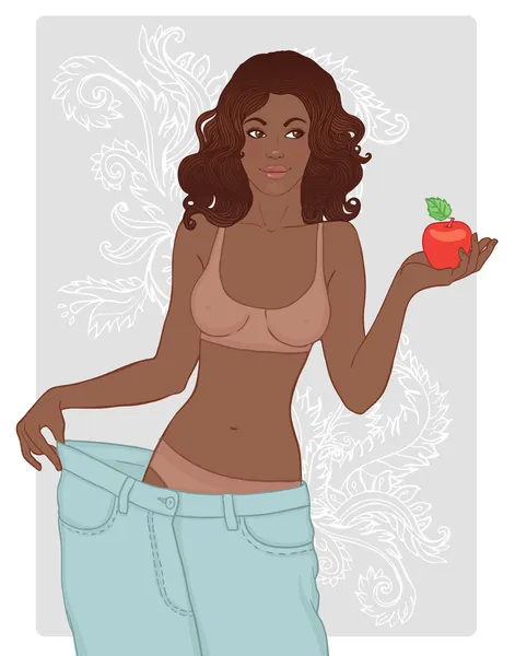 Femme afro-américaine dans son vieux jean — Image vectorielle
