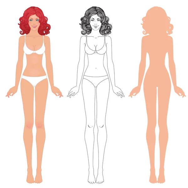 Cuerpo de mujer europea joven — Vector de stock