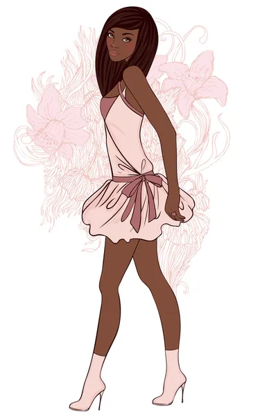 Jeune jolie afro-américaine fille — Image vectorielle