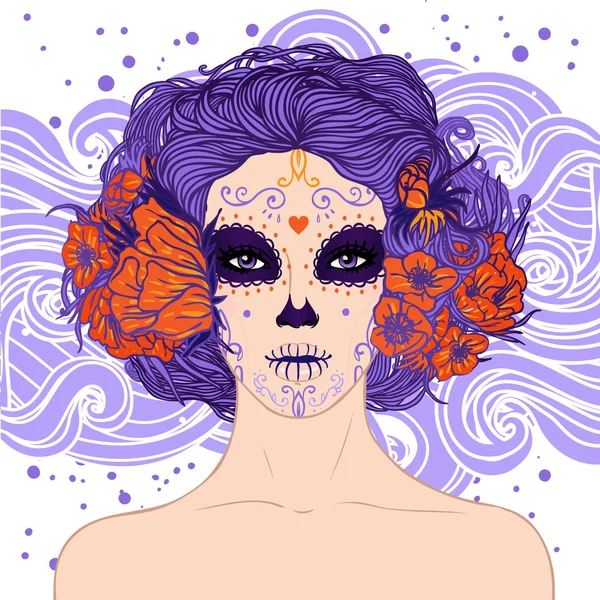 Mexicano Sugar Skull menina — Vetor de Stock