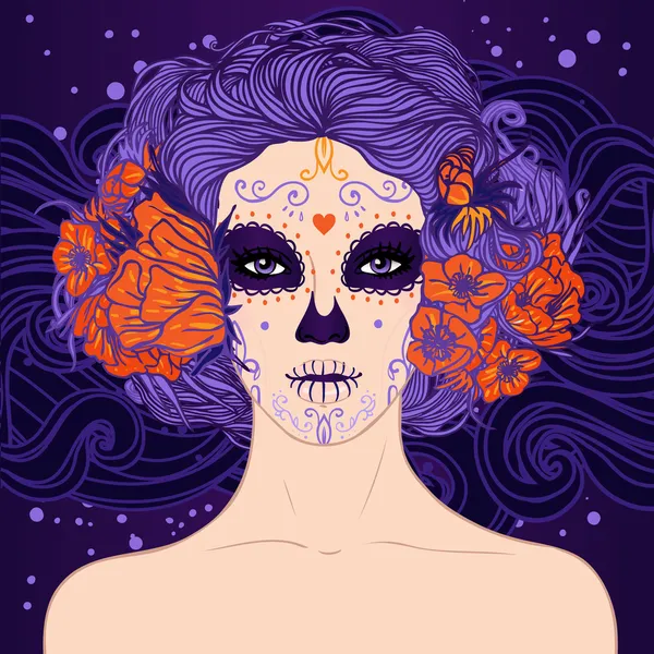 Mexican Sugar Skull girl — Stock Vector