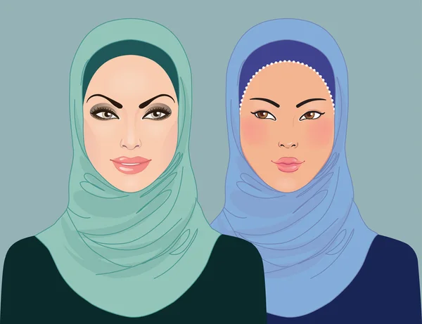 Musulman belle fille en hijab à motifs — Image vectorielle