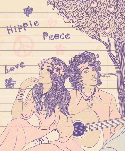 Couple of a hippy — Stock Vector