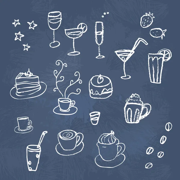 Bebidas y pasteles — Vector de stock