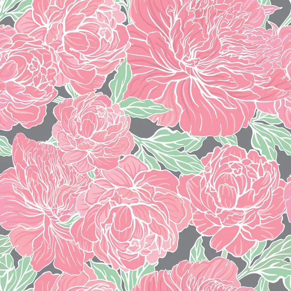 Modèle de pivoine de couleur sans couture — Image vectorielle