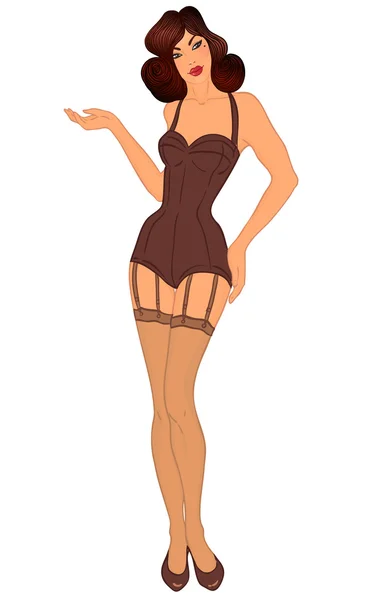 Pinup: dama sexy en trajes de baño . — Vector de stock