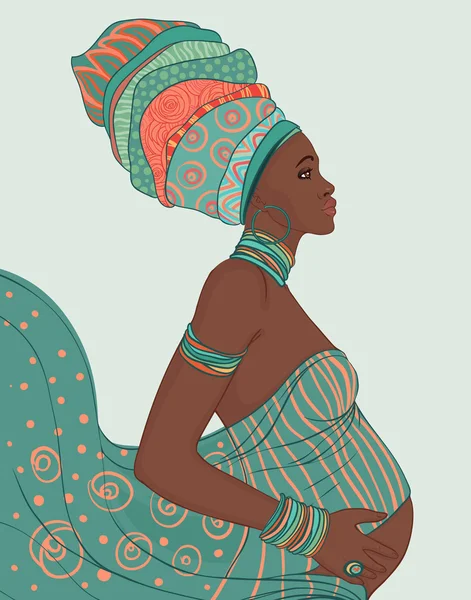 African American Mother pregnant — Stock Vector