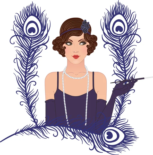 Flapper girl — Stockvector