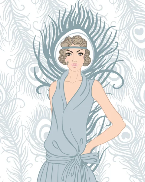 Flapper girl — Stockvector