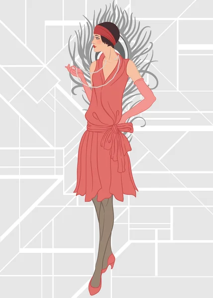 Flapper girl: Retro party invitation design. — Stock Vector