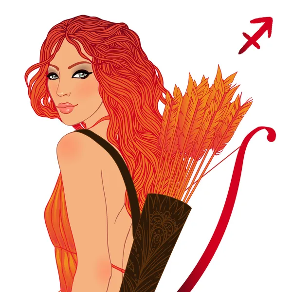 Pretty girl as a zodiac sign Sagittarius — Stock Vector