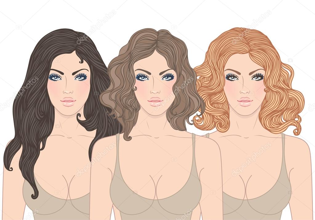 Different Types Of Female Hairstyles Stock Vector