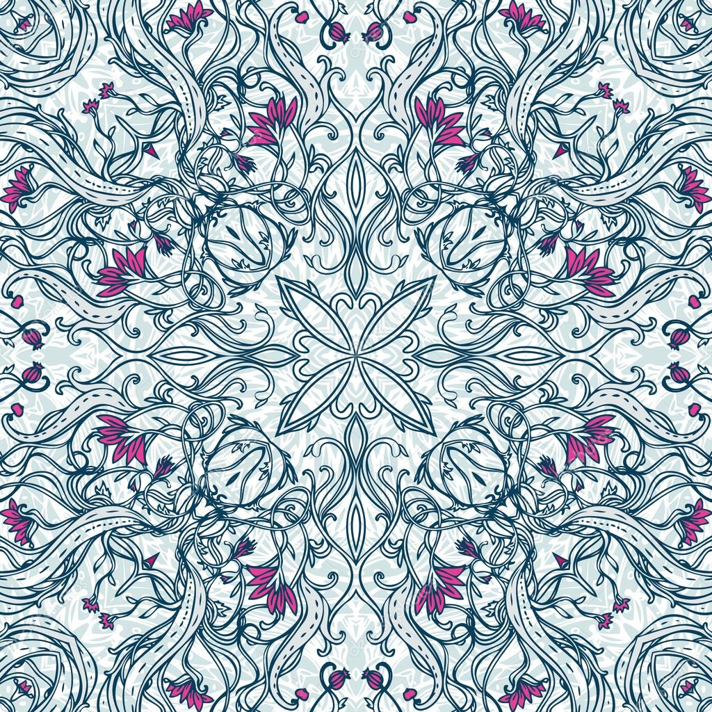 Squared ornamental floral paisley pattern